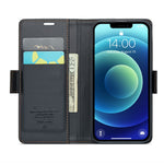 CASEME 023-serien standerpungcover til iPhone 12 mini, RFID-blokerende lædercover med litchi-tekstur