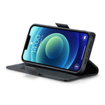 CASEME 023-serien standerpungcover til iPhone 12 mini, RFID-blokerende lædercover med litchi-tekstur