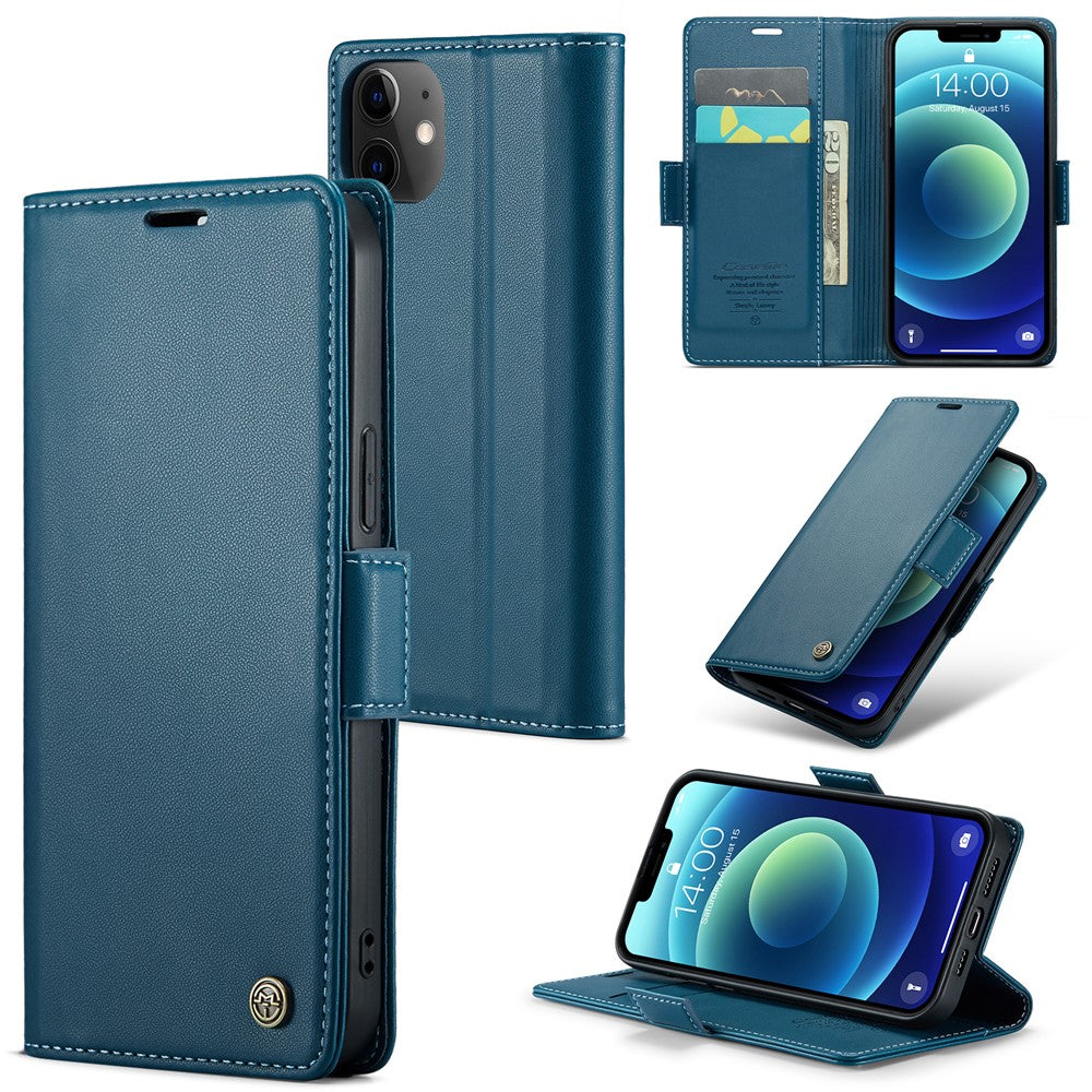 CASEME 023-serien standerpungcover til iPhone 12 mini, RFID-blokerende lædercover med litchi-tekstur