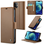 CASEME 023-serien standerpungcover til iPhone 12 mini, RFID-blokerende lædercover med litchi-tekstur