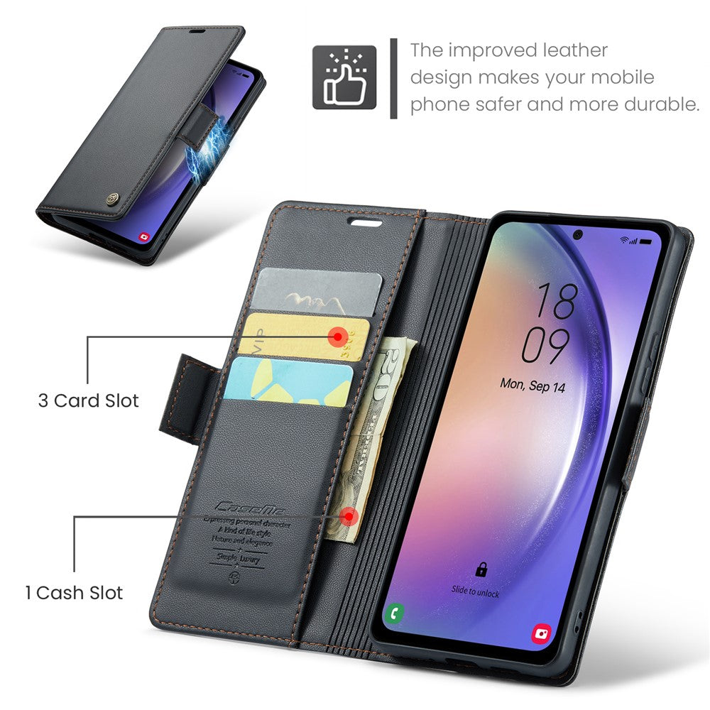 Til Samsung Galaxy A54 5G Lædercover CASEME 023 RFID-blokering 3 Kortlomme Mobilcover