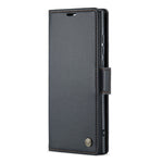 For Samsung Galaxy S22 Ultra 5G Leather Case CASEME 023 RFID Blocking 3 Card Slot Mobile Cover