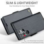 For Samsung Galaxy S22 Ultra 5G Leather Case CASEME 023 RFID Blocking 3 Card Slot Mobile Cover