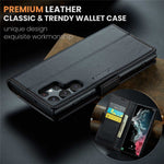 For Samsung Galaxy S22 Ultra 5G Leather Case CASEME 023 RFID Blocking 3 Card Slot Mobile Cover