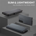 For Samsung Galaxy S22 5G Leather Case CASEME 023 RFID Blocking 3 Card Slot Mobile Cover