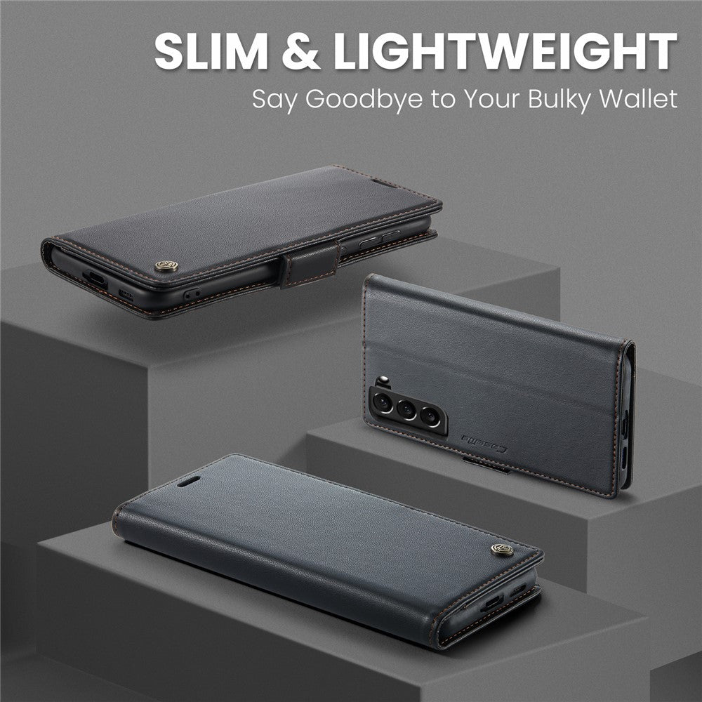 For Samsung Galaxy S22 5G Leather Case CASEME 023 RFID Blocking 3 Card Slot Mobile Cover