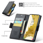 For Samsung Galaxy S22 5G Leather Case CASEME 023 RFID Blocking 3 Card Slot Mobile Cover