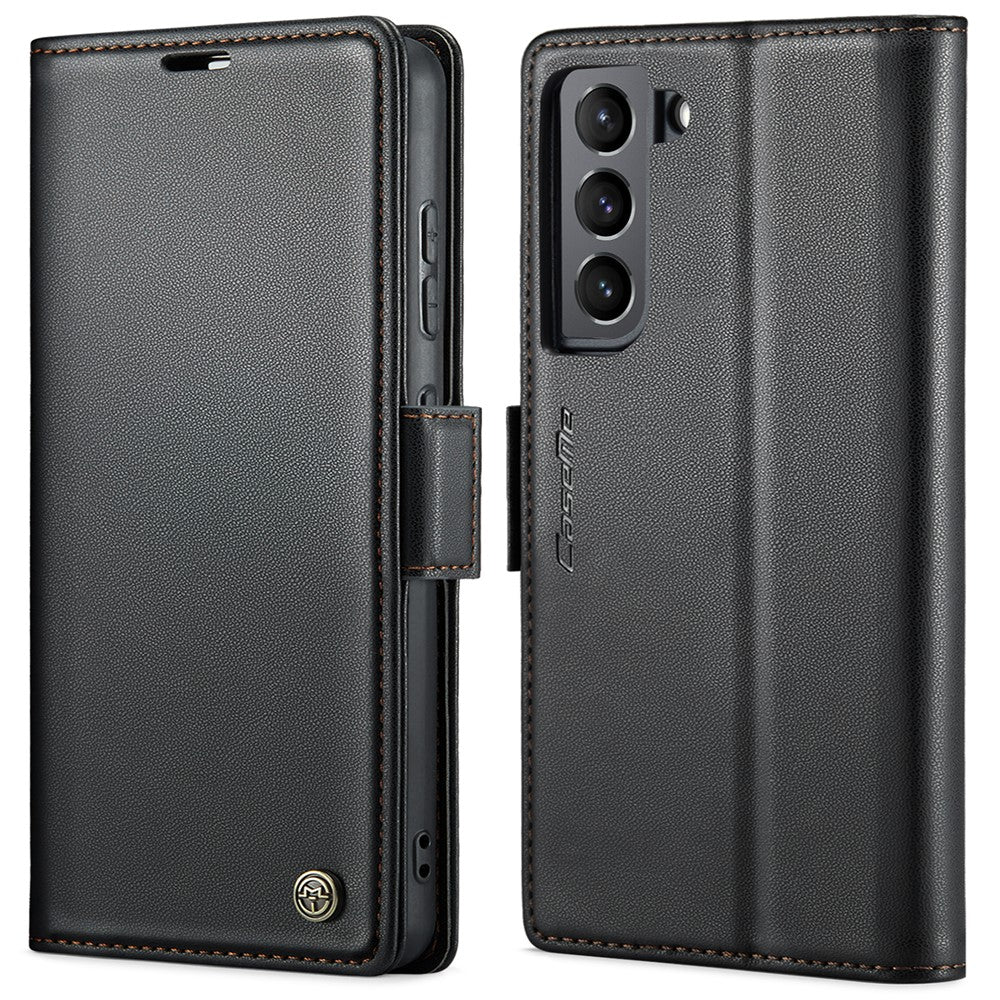 For Samsung Galaxy S22 5G Leather Case CASEME 023 RFID Blocking 3 Card Slot Mobile Cover