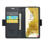 For Samsung Galaxy S22 5G Leather Case CASEME 023 RFID Blocking 3 Card Slot Mobile Cover