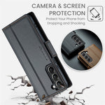 For Samsung Galaxy S22 5G Leather Case CASEME 023 RFID Blocking 3 Card Slot Mobile Cover
