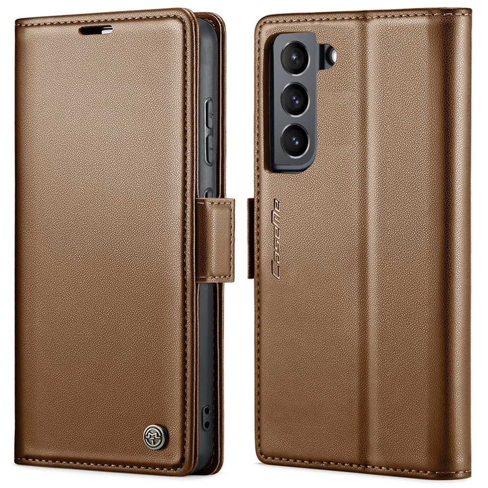 For Samsung Galaxy S22 5G Leather Case CASEME 023 RFID Blocking 3 Card Slot Mobile Cover