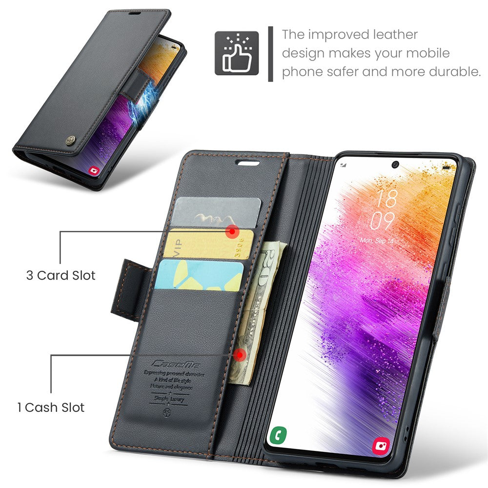 For Samsung Galaxy A73 5G Leather Case CASEME 023 RFID Blocking 3 Card Slot Mobile Cover