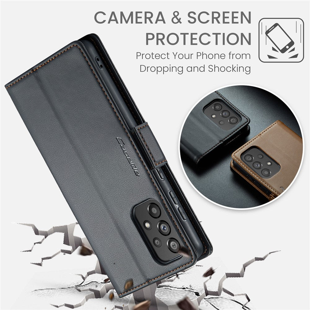 For Samsung Galaxy A73 5G Leather Case CASEME 023 RFID Blocking 3 Card Slot Mobile Cover