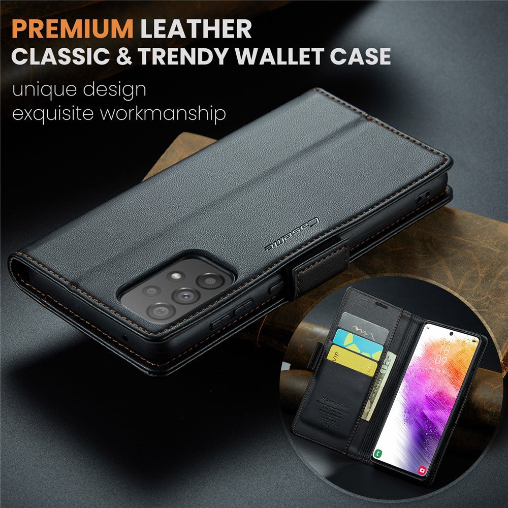 For Samsung Galaxy A73 5G Leather Case CASEME 023 RFID Blocking 3 Card Slot Mobile Cover