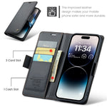 For iPhone 14 Pro Max Leather Case CASEME 023 RFID Blocking 3 Card Slot Mobile Cover