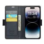 For iPhone 14 Pro Max Leather Case CASEME 023 RFID Blocking 3 Card Slot Mobile Cover