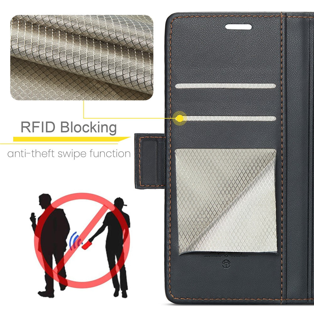 For iPhone 14 Leather Case CASEME 023 RFID Blocking 3 Card Slot Mobile Cover