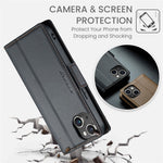 For iPhone 14 Leather Case CASEME 023 RFID Blocking 3 Card Slot Mobile Cover