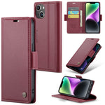 For iPhone 14 Leather Case CASEME 023 RFID Blocking 3 Card Slot Mobile Cover