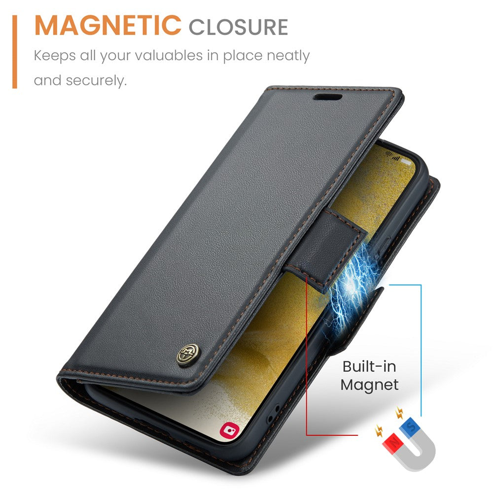 Læderetui til Samsung Galaxy S22+ 5G CASEME 023 RFID-blokerende mobilcover med 3 kortpladser