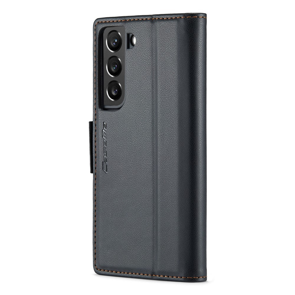 Läderfodral för Samsung Galaxy S22+ 5G CASEME 023 RFID-blockerande mobilskal med 3 kortplatser