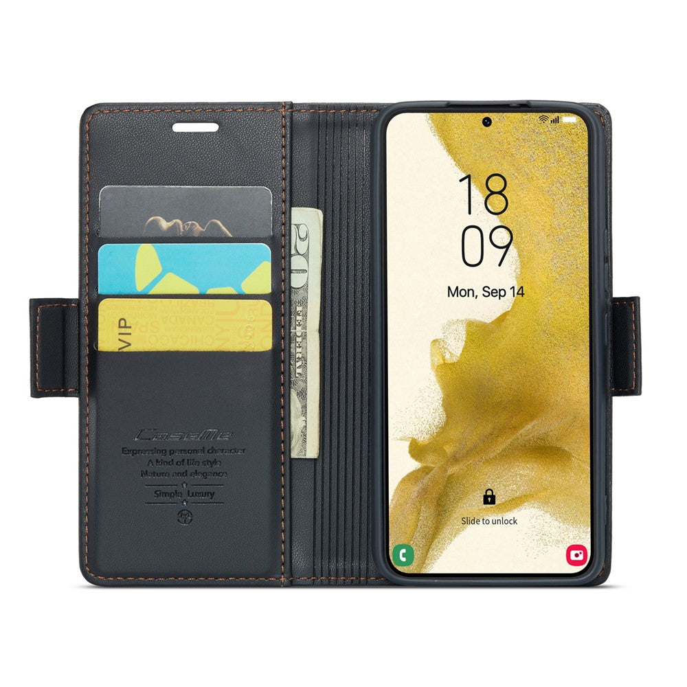 Læderetui til Samsung Galaxy S22+ 5G CASEME 023 RFID-blokerende mobilcover med 3 kortpladser