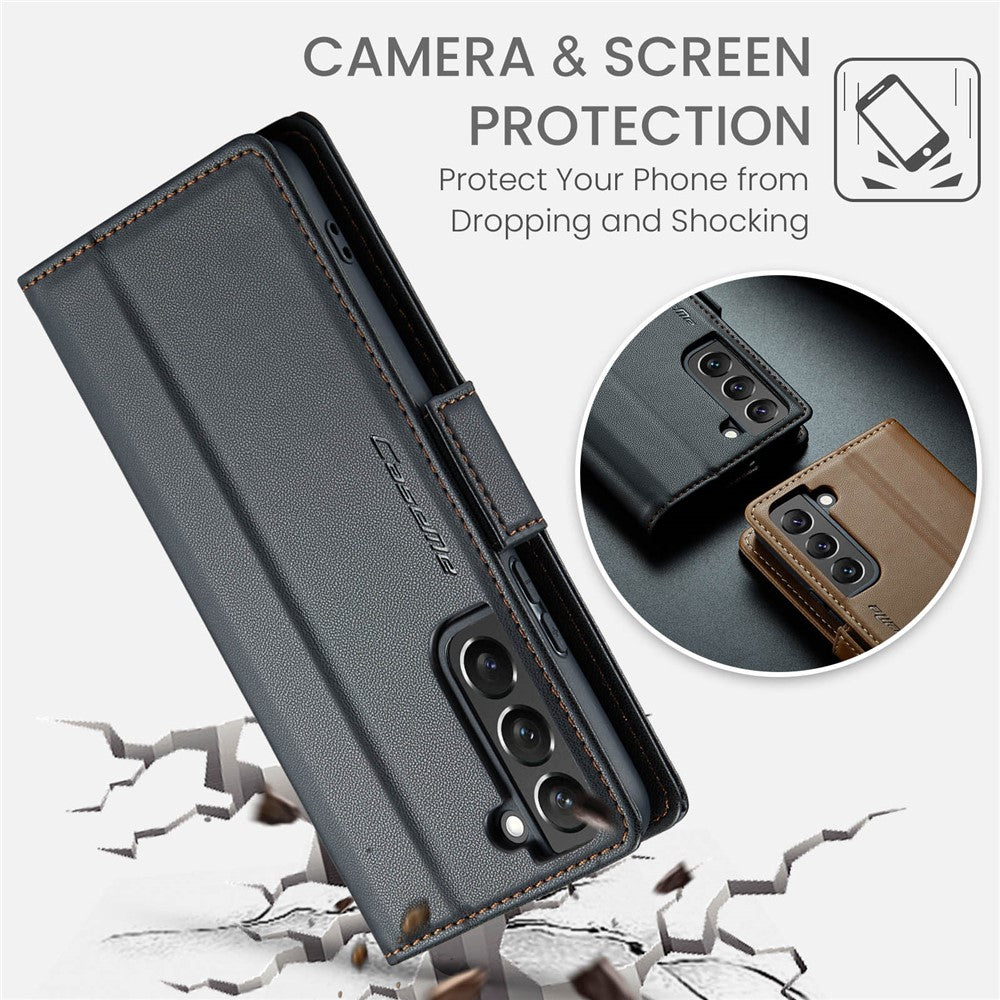 Læderetui til Samsung Galaxy S22+ 5G CASEME 023 RFID-blokerende mobilcover med 3 kortpladser