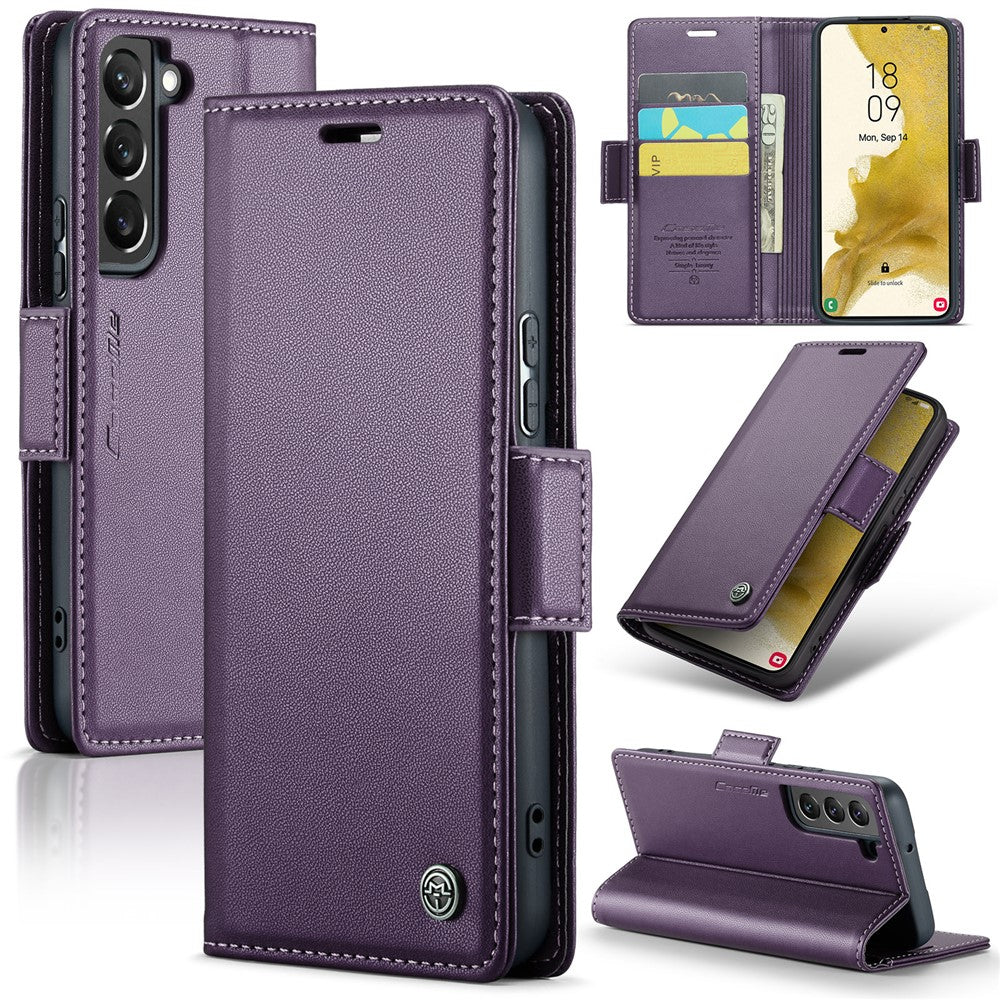 Læderetui til Samsung Galaxy S22+ 5G CASEME 023 RFID-blokerende mobilcover med 3 kortpladser