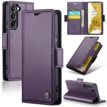 Läderfodral för Samsung Galaxy S22+ 5G CASEME 023 RFID-blockerande mobilskal med 3 kortplatser