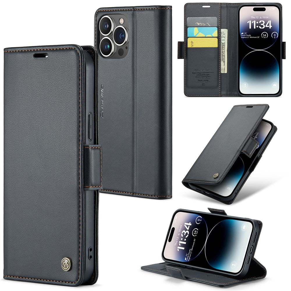For iPhone 14 Pro Leather Case CASEME 023 RFID Blocking 3 Card Slot Mobile Cover