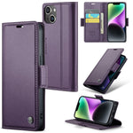 For iPhone 14 Plus Leather Case CASEME 023 RFID Blocking 3 Card Slot Mobile Cover