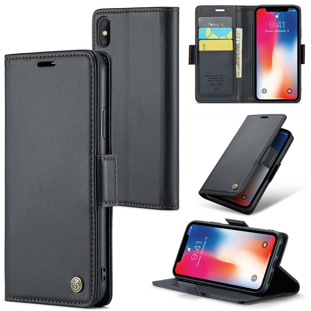Til iPhone XS Max Lædercover CASEME 023 RFID-blokerende mobilcover med 3 kortlommer