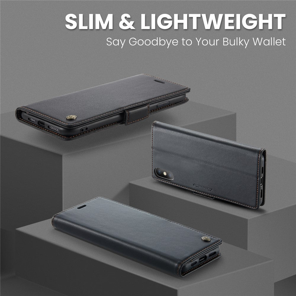 Til iPhone XS Max Lædercover CASEME 023 RFID-blokerende mobilcover med 3 kortlommer