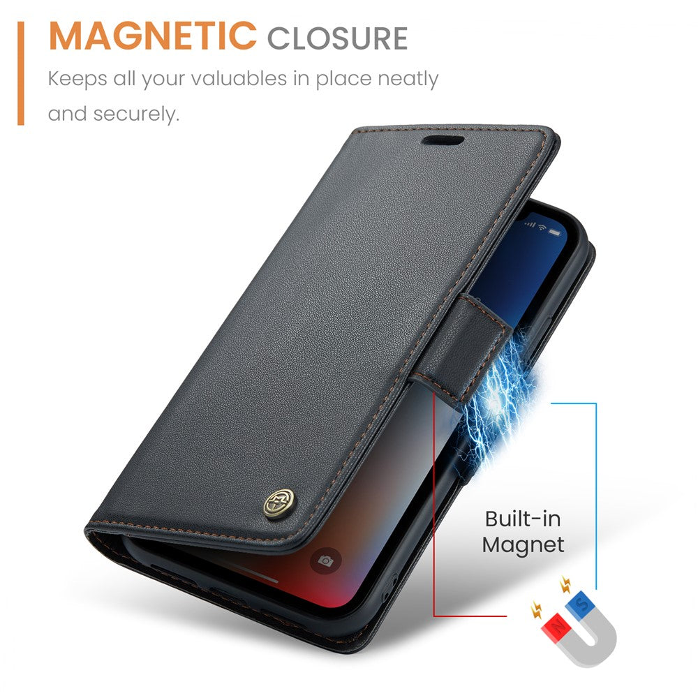 Til iPhone XS Max Lædercover CASEME 023 RFID-blokerende mobilcover med 3 kortlommer