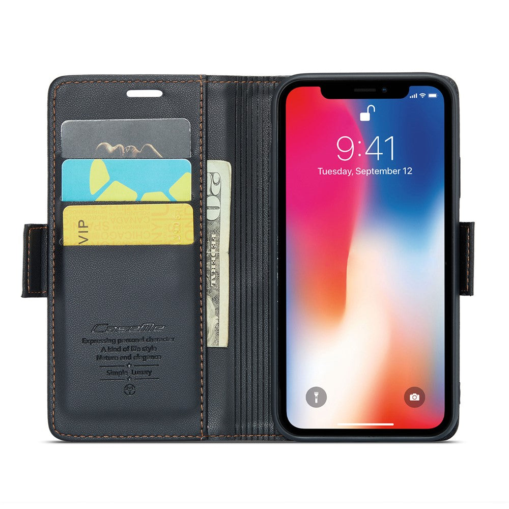 Til iPhone XS Max Lædercover CASEME 023 RFID-blokerende mobilcover med 3 kortlommer