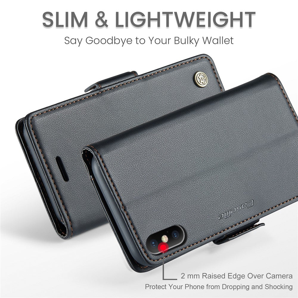 Til iPhone XS Max Lædercover CASEME 023 RFID-blokerende mobilcover med 3 kortlommer