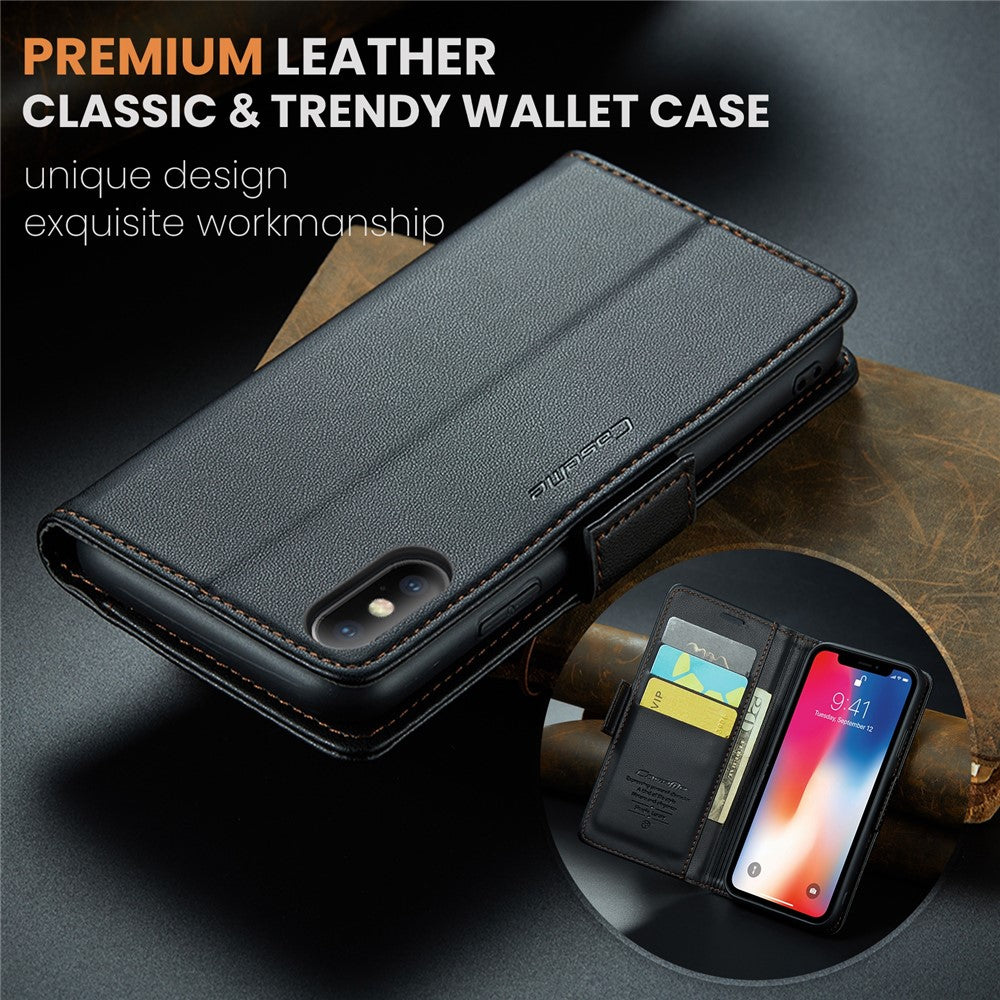 Til iPhone XS Max Lædercover CASEME 023 RFID-blokerende mobilcover med 3 kortlommer