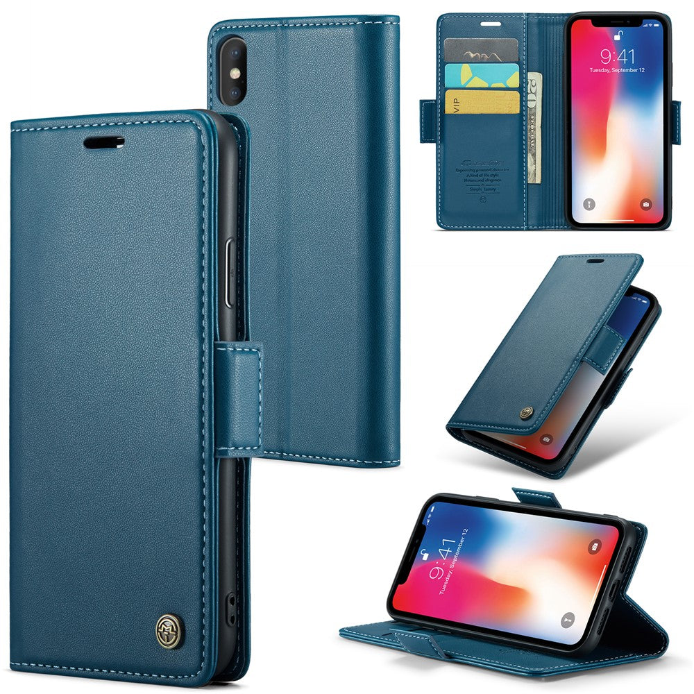Til iPhone XS Max Lædercover CASEME 023 RFID-blokerende mobilcover med 3 kortlommer