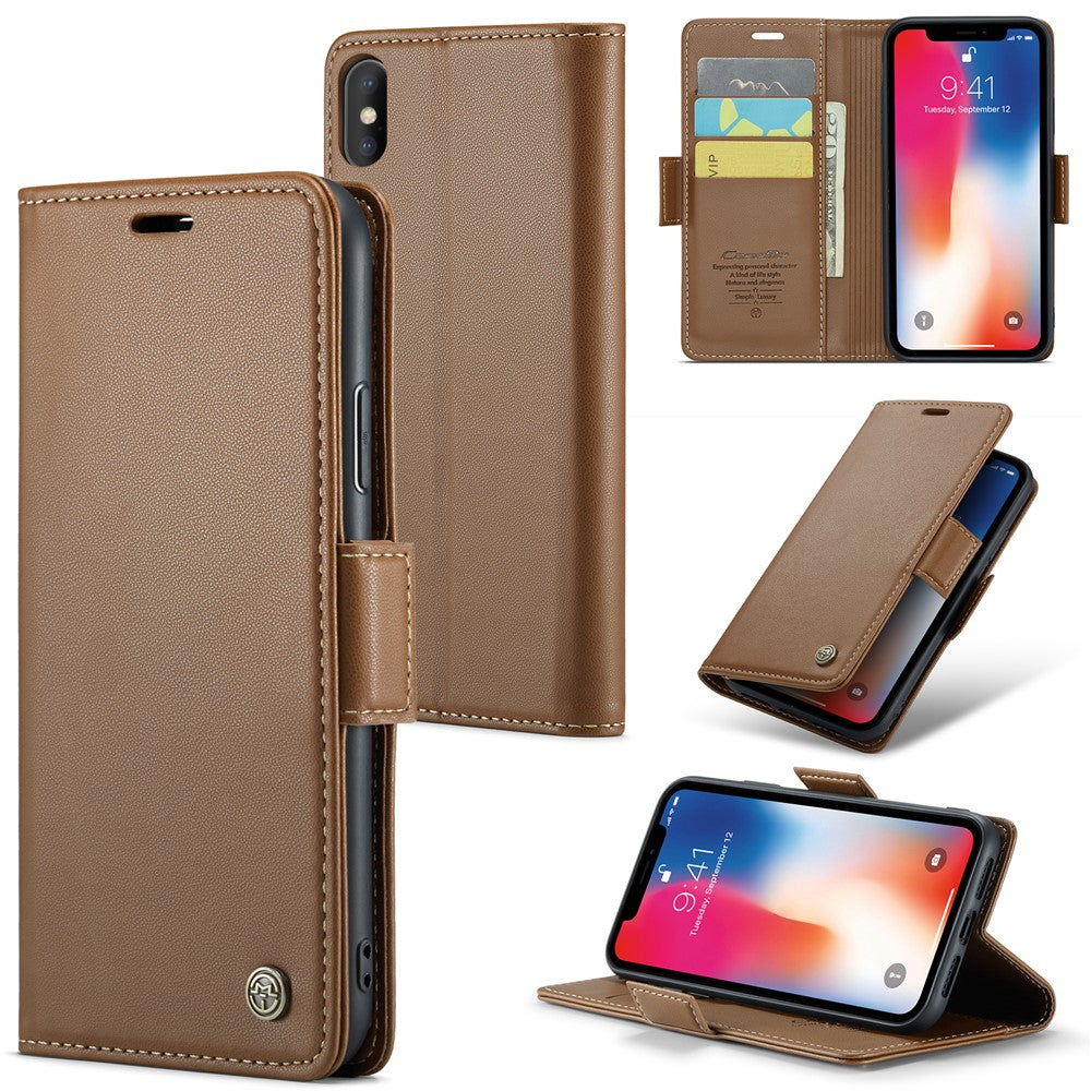 Til iPhone XS Max Lædercover CASEME 023 RFID-blokerende mobilcover med 3 kortlommer