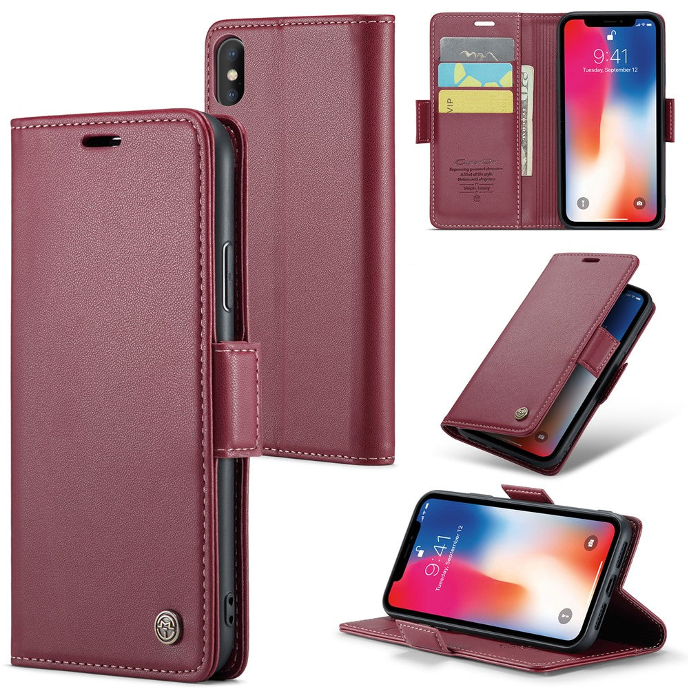 Til iPhone XS Max Lædercover CASEME 023 RFID-blokerende mobilcover med 3 kortlommer