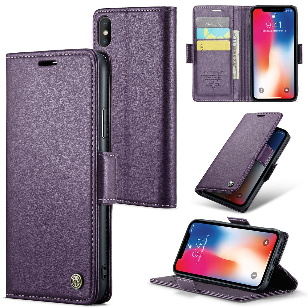 Til iPhone XS Max Lædercover CASEME 023 RFID-blokerende mobilcover med 3 kortlommer