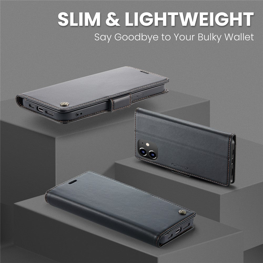 For iPhone 12 / 12 Pro Leather Case CASEME 023 RFID Blocking 3 Card Slot Mobile Cover