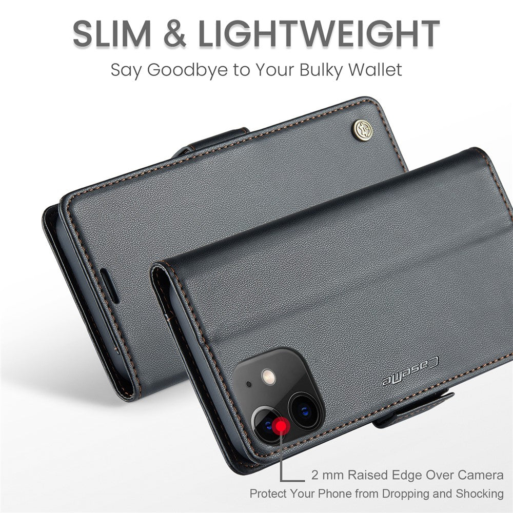 For iPhone 12 / 12 Pro Leather Case CASEME 023 RFID Blocking 3 Card Slot Mobile Cover