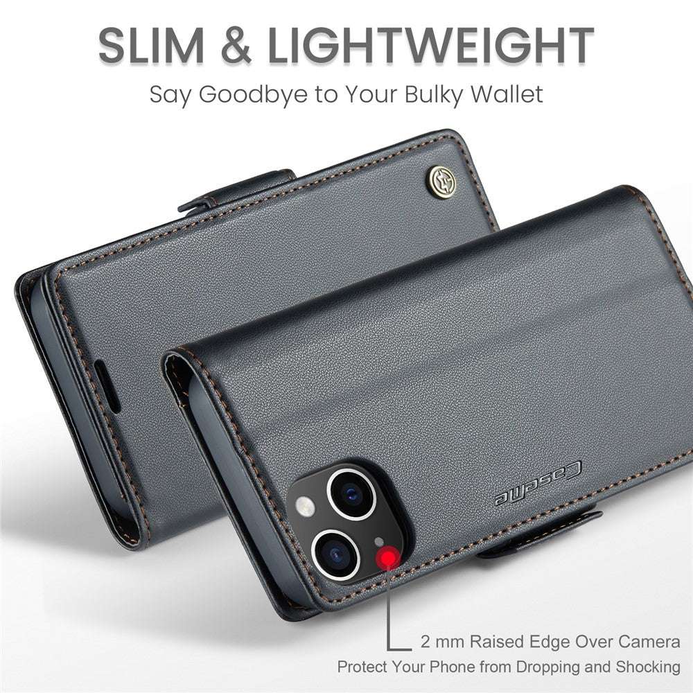 For iPhone 13 Leather Case CASEME 023 RFID Blocking 3 Card Slot Mobile Cover