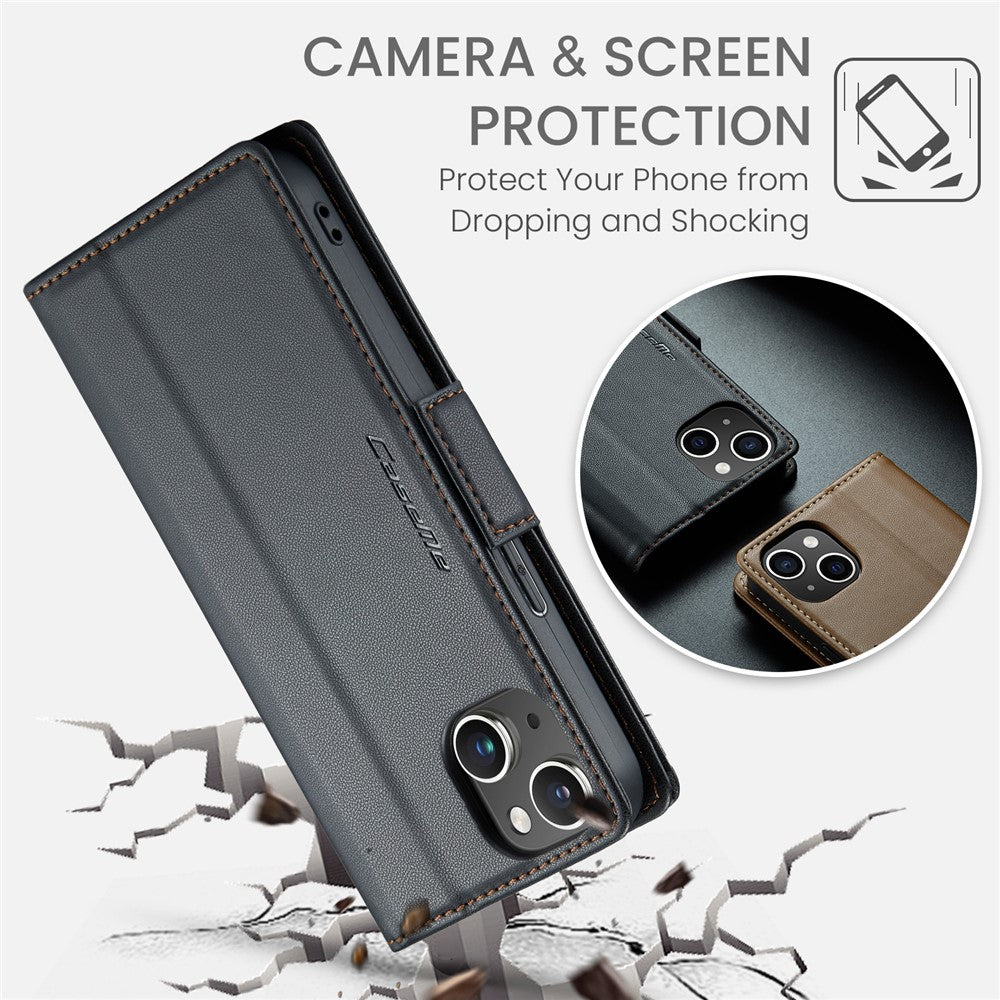 For iPhone 13 Leather Case CASEME 023 RFID Blocking 3 Card Slot Mobile Cover