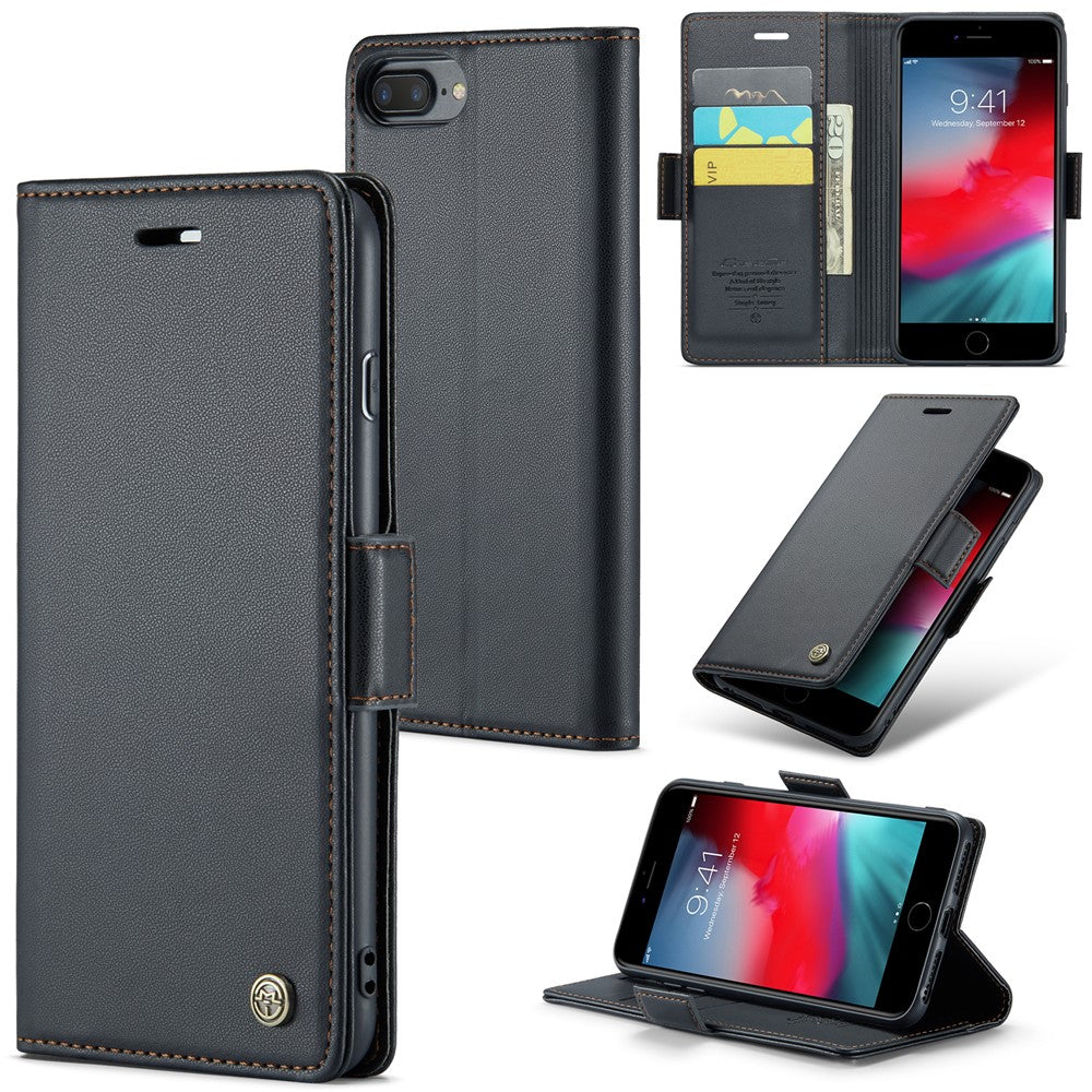 For iPhone 6 Plus / 6s Plus / 7 Plus / 8 Plus Leather Case CASEME 023 RFID Blocking 3 Card Slot Mobile Cover