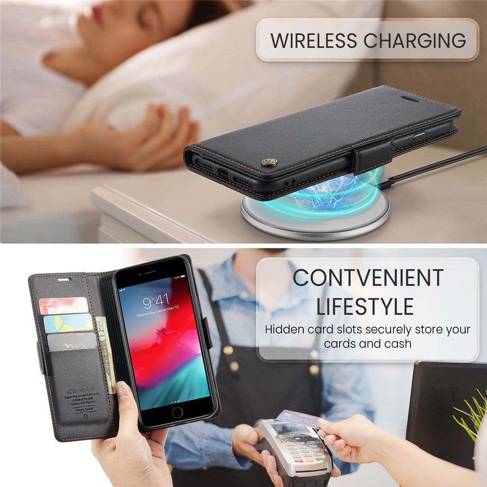 For iPhone 6 Plus / 6s Plus / 7 Plus / 8 Plus Leather Case CASEME 023 RFID Blocking 3 Card Slot Mobile Cover
