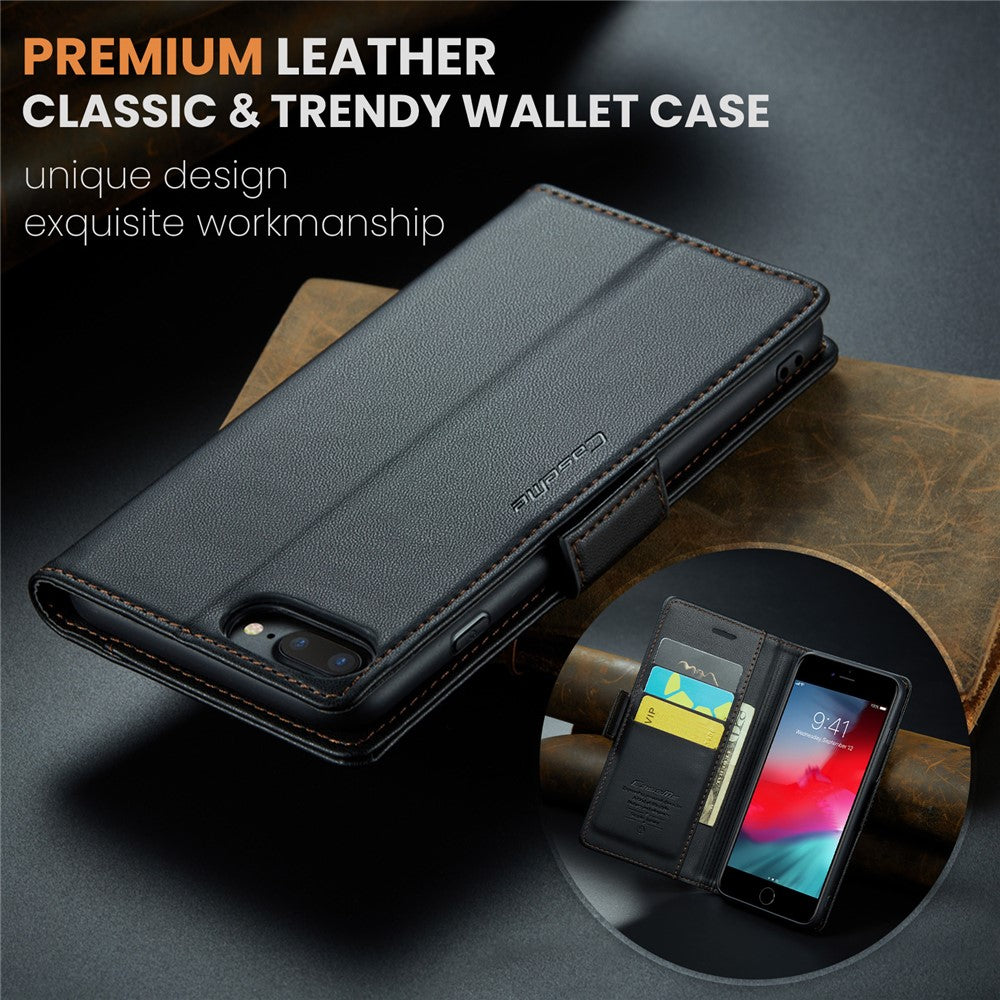 For iPhone 6 Plus / 6s Plus / 7 Plus / 8 Plus Leather Case CASEME 023 RFID Blocking 3 Card Slot Mobile Cover