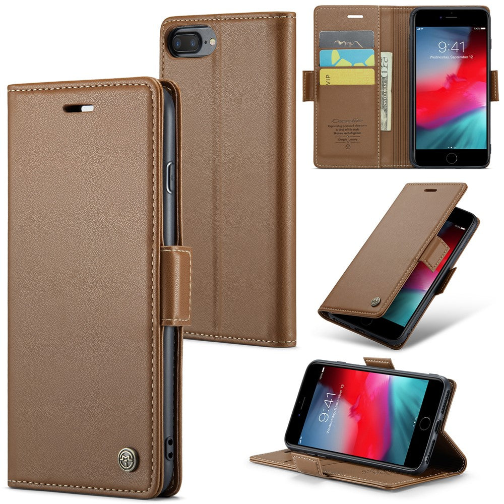 For iPhone 6 Plus / 6s Plus / 7 Plus / 8 Plus Leather Case CASEME 023 RFID Blocking 3 Card Slot Mobile Cover