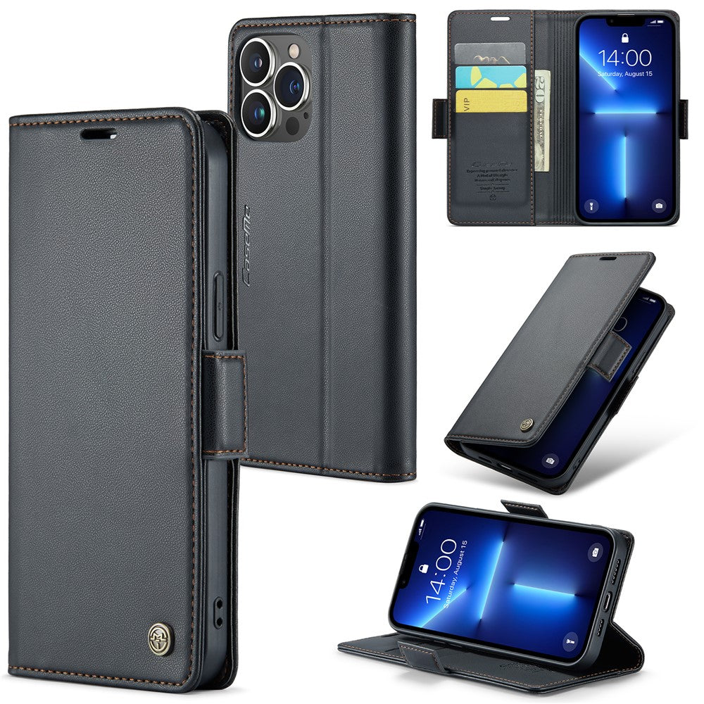 For iPhone 13 Pro Leather Case CASEME 023 RFID Blocking 3 Card Slot Mobile Cover